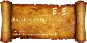 Bojsits Erik névjegykártya